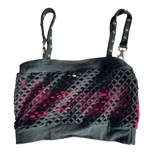 Organic Bamboo and Mesh Crop Top - The Modern Vagabond Bra Fuchsia - Picture 3 of 5